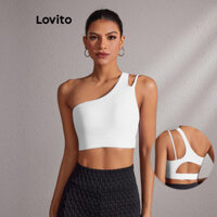 Lovito Áo ngực thể thao hở lưng không đối xứng đơn giản dành cho nữ LBL19513