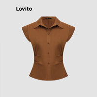 Lovito Áo sơ mi cài nút đơn giản cho nữ L114AD209