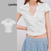 Lovito Áo sơ mi cài nút đơn giản cho nữ L117AD360
