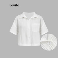Lovito Áo sơ mi cài nút đơn giản cho nữ L113MD538