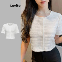 Lovito Áo sơ mi cài nút đơn giản cho nữ L108ED365