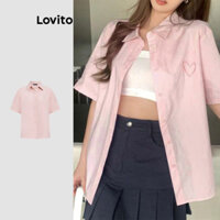 Lovito Áo sơ mi cài nút đơn giản cho nữ L112ED252