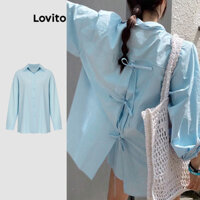 Lovito Áo sơ mi cài nút trơn đơn giản cho nữ L112ED191