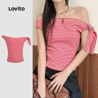 Lovito Áo sơ mi ren sọc thông thường dành cho nữ L125AD493