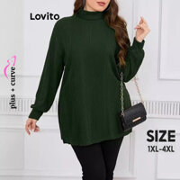 Lovito Áo thun Plus Size Curve thường ngày trơn cơ bản dành cho nữ LNL69049