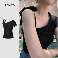 Lovito Áo thun ren trơn thanh lịch dành cho nữ L120ED407