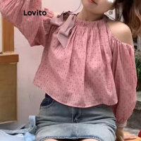 Lovito Áo trễ vai lạnh trơn cho nữ LNA70818