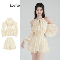 Lovito Bộ Quần Short Jacquard Hoa Thanh Lịch Cho Nữ L88AD123