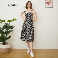 Lovito Đầm hoa nhí thường Daisy Suspenders L24AD135 (Đen)