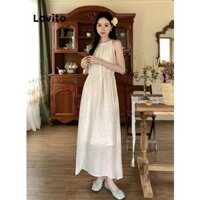 Lovito Đầm sequin phối ren trơn đơn giản dành cho nữ LNE58062