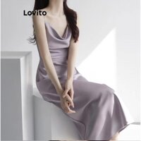 Lovito Đầm xòe trơn thanh lịch cho nữ LNE42024