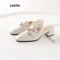 Lovito Giày cao gót đế vuông kim loại thanh lịch đa năng cho nữ LFA50167
