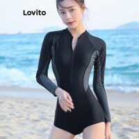 Lovito Một mảnh dây kéo màu trơn thông thường dành cho nữ LNM67121