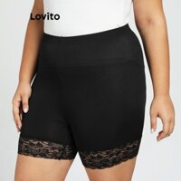 Lovito Quần legging ren trơn thông thường cho nữ LNE70134