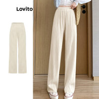 Lovito Quần xếp ly trơn đơn giản cho nữ LAD106972