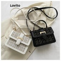 Lovito Thanh Lịch Gingham Nhỏ Gọn Bím Vải Khâu Phong Cách Chanel Kim Loại Khóa Vuông Túi Lật Di Động Túi Đeo Vai Nhỏ Dành Cho Nữ  LFA63012