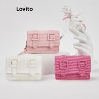 Lovito Túi tote đeo vai cơ bản trơn đơn giản cho nữ L66AD033 (Hồng đậm/Trắng/Hồng)