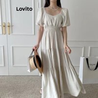 Lovito Váy trơn thường ngày cho nữ LNE27261 (Tắt Trắng/Xanh)