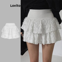 Lovito Váy xếp tầng bằng lông giả trơn thông thường dành cho nữ L117AD085