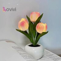 [Lovivivi] Đèn bàn hoa Tulip LED Đèn đầu giường Mô phỏng Bó hoa Phòng ngủ Đầu giường Ánh sáng bầu không khí lãng mạn Trang trí nội thất MỚI