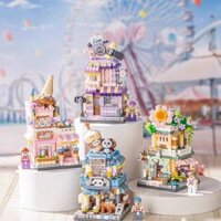 Loz 8813-8816 Mini Street View Coffee Shop Hoa Kem studio Ảnh Thương Mại Mô Hình Đường Phố Hạt Nhỏ Giáo Dục Khối Xây Dựng Đồ Chơi Nối Kết Hợp Bộ