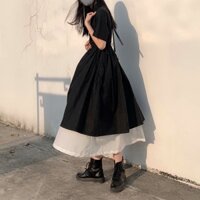 [L&P] Váy, Phong cách hàn quốc hàn quốc váy dài vintage