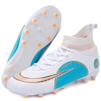 LRCLOVE giày bóng đá nam chất lượng bán buôn C. Ronaldo giày bóng đá trẻ em Assassin Chuteira Campo TFAG futsal đào tạo giày - Trắng - 46