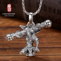 Lrer / sang trọng Trận chiến Sage Phật Sterling Mặt dây chuyền bạc Son Goku 925 Mặt dây chuyền bạc Nam Độc đoán Vua Khỉ Đồ trang trí