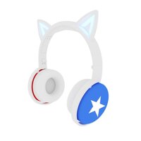 LRHD Stereo Cute Cat Bluetooth5.0 Wireless Headphone with Microphone Flashing Light Noise Cancel Earphone Music Helmet Girl Kid Gift for Running He...
