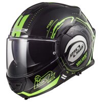 LS2 Helmets Modular Valiant Helmet (Black Light Green - 2X-Large)