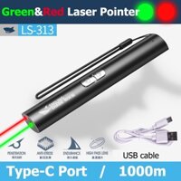 LS313 Đèn pin chiếu tia laser ánh sáng đỏ/ xanh lá cổng Type C sạc lại được dành cho định vị dạy học