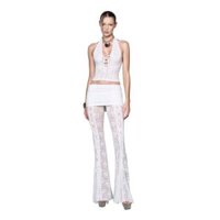 LSOUL Áo Cổ Yếm Phối Ren Ôm Body Chân Váy Mini Kèm Quần Ống Loe Đan Dây Beau Set B24051402
