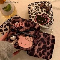Lsvn Leopard-Print Hello Kitty Hộp Trang Sức Sanrio KT Vòng Cổ Mèo Bông Tai Hộp Bảo Quản Di Động Dung Tích Lớn Món Quà Trang Sức HOT