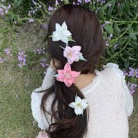 <Album tự nhiên> Series Handmade Hoa Lily Pha Lê Kẻ Sọc Ngọt Ngào Ins Phong Cách Một Từ Kẹp Tóc Đa Năng Phụ Kiện Tóc