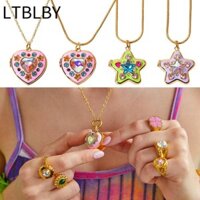 Ltblby Heart Locket Vòng cổ, Vòng cổ Album ảnh đính đá không mài mòn, Quà tặng cho trang sức ngày lễ tình nhân phong cách INS dành cho nữ