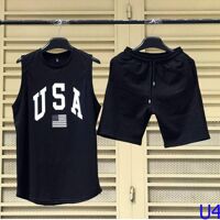 <FREE SHIP> SET ĐỒ BỘ THUN LẠNH NAM VẢI CO GIÃN TỐT USA - TRẮNG,S