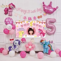[Ltiomj] Bóng bay My Little Pony Rainbow Pink Horse Latex Ballon Sinh nhật Đồ dùng dự tiệc động vật cho bé gái tắm [Hot]