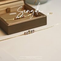 LTV193 Lắc tay vàng 10K 416 SENYDA dây chữ cong xỏ châu giác - 3 màu vàng