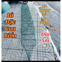 Lú 12 cửa ngục bắt cua biển, dài 5m, mắt lưới 7p(3,5 x 3,5cm) chỉ lưới cào đọ độ 15, khung 30x50cm và 26x36cm