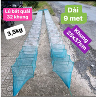 Lú bát quái 32 khung kẻm, khung 25 x 37cm, nặng 3,5kg, dài 9 met, lú 26 cửa ngục, mặt lưới 1,5p, Bắt Tôm Bắt Cá Fishing