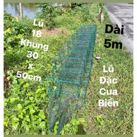 Lú dây bắt cua Biển, lú dài 5m, kích cỡ khung 30x50cm và 25x35cm, lú 18 khung kẻm
