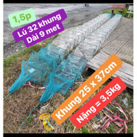 Lú dây bát quái 26 cửa ngục dài 9 met- 32 khung kẻm -Khung 25 x 37cm, Mắt lưới 1,5p , nặng 3,5kg  Bắt Cá