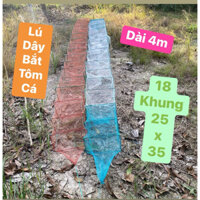 Lú dây, lú 12 cửa ngục dài 4m, khung 25 x 35cm, mắt lưới 1,5p và 2p Bắt Cá Bắt Tôm Fishing