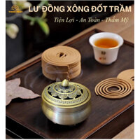 Lư đồng xông trầm đốt trầm thay cho lư điện - lư đốt trầm hương đồng nguyên khối và lót chống cháy