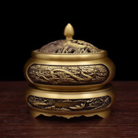 Lư đồng xông trầm đốt trầm thay cho lư điện - lư đốt trầm hương đồng nguyên khối tặng hồ lô đồng