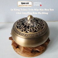 Lư Đồng Xông Trầm Hương Trơn Nắp Hoa Sen Dùng Cắm Nhang Không Tăm, Trầm Hương, Nhang Vòng Xông Nhà, Để Bàn Làm Việc