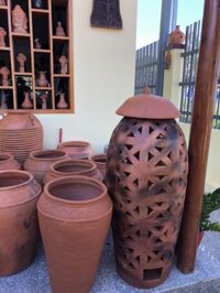 Lu Gốm Đất Nung Decor Thác Nước Cao 70cm