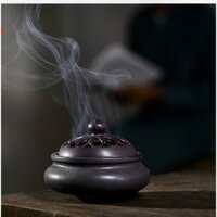 Lư Gốm Xông Trầm - Lư Hương Gốm Thủ Công Cao Cấp - tặng 3 nụ trầm hoặc Chân đế cắm nhang