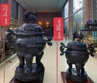 lư hoá vàng đúc bằng đồng đỏ làm màu giả cổ
