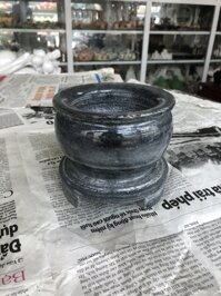 Lư hương, bát hương, bát nhang trang trí bàn thờ đá cẩm thạch vân đen - Cao 12cm và đường kính 12cm